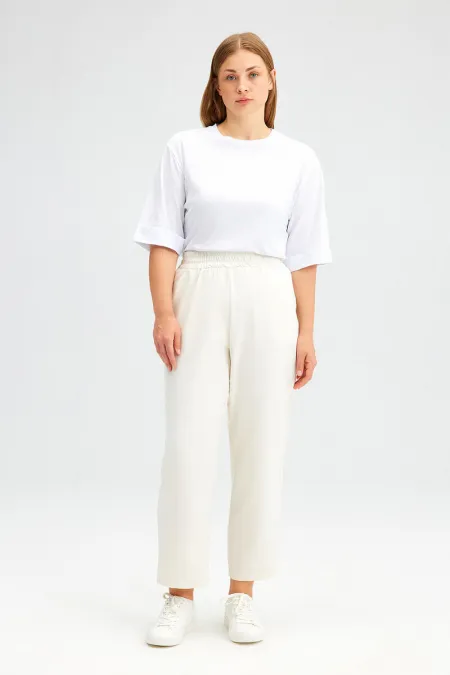 Crepe pants with elastic waistband Crepe pants with elastic waistband