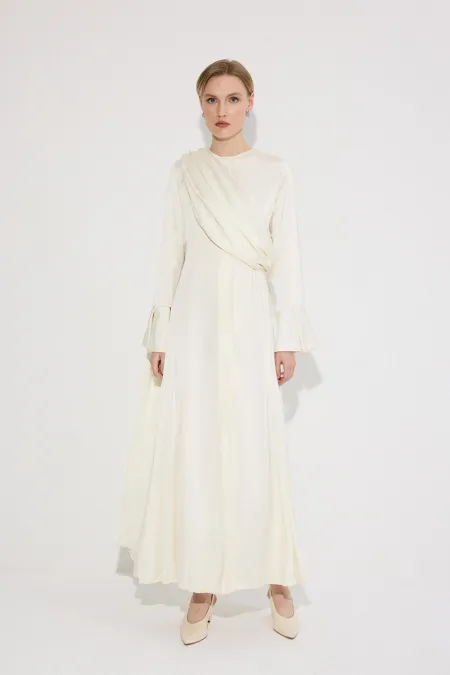 DRAPED SATIN DRESS