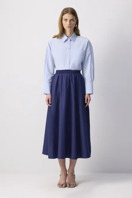 WOVEN SKIRT WITH GATHERED WAIST WOVEN SKIRT WITH GATHERED WAIST