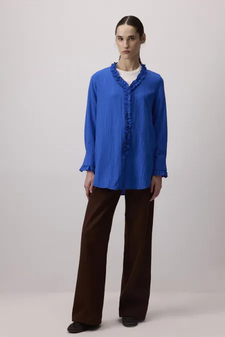 V YAKA FIRFIRLI GÖMLEK