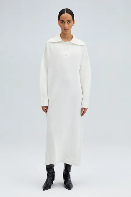 Polo collar knitted dress