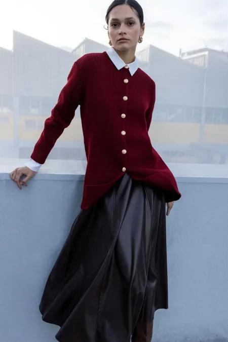 LONG CARDIGAN WITH GOLD BUTTONS