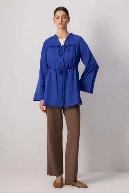 FRONT GATHERED POPLIN KIMONO