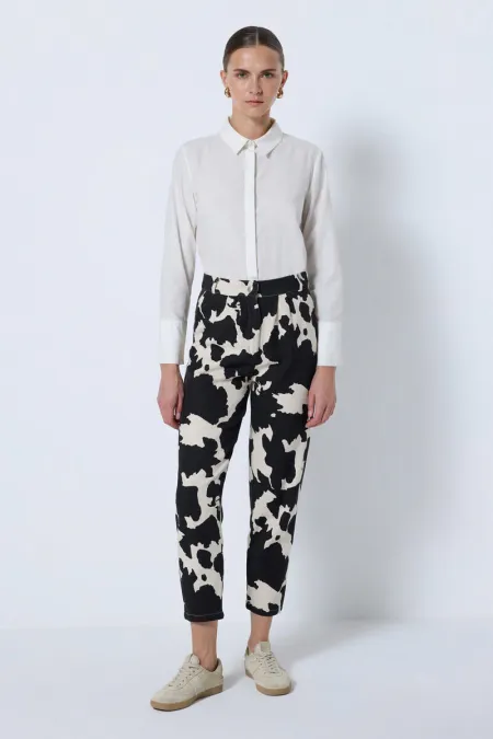 PATTERNED GABARDINE TROUSERS