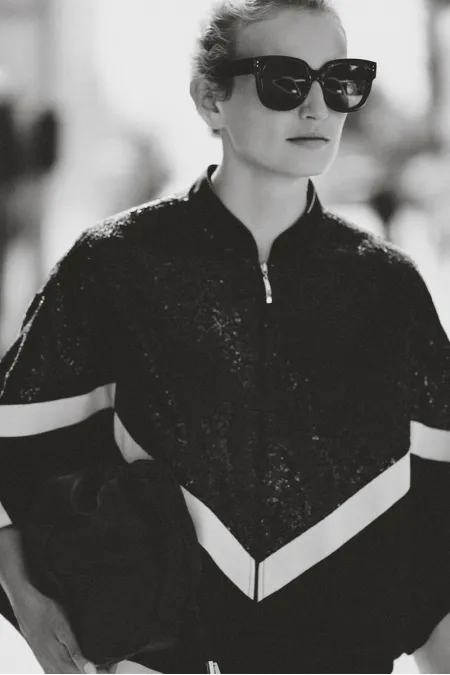 SEQUINED STRIPED CREPE JACKET