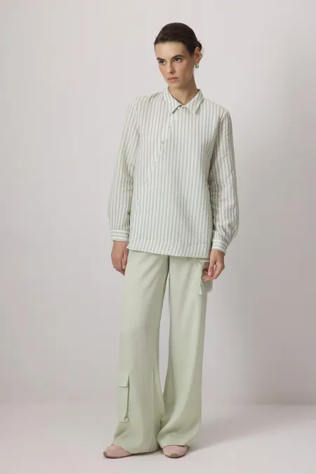 CHEMISE À RAYURES GAUFRÉES