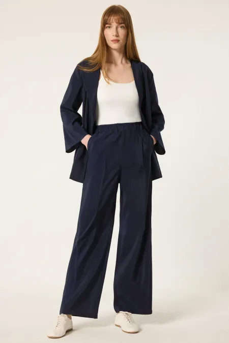 BELİ LASTİKLİ KUPRA PANTOLON