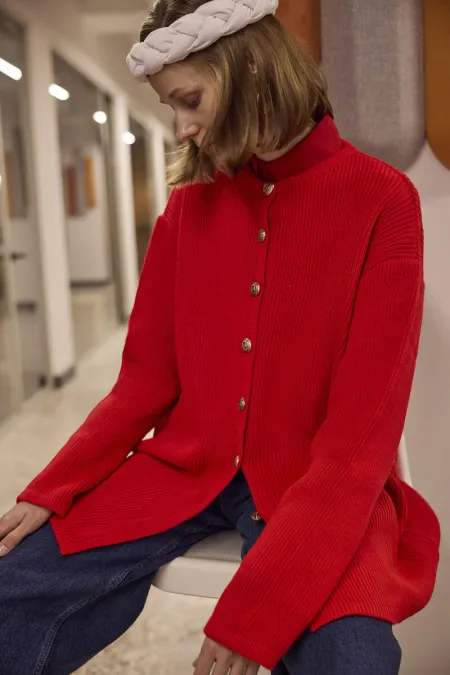 LONG CARDIGAN WITH GOLD BUTTONS