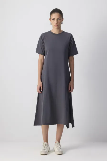 100% COTTON SHORT-SLEEVED KNITTED DRESS