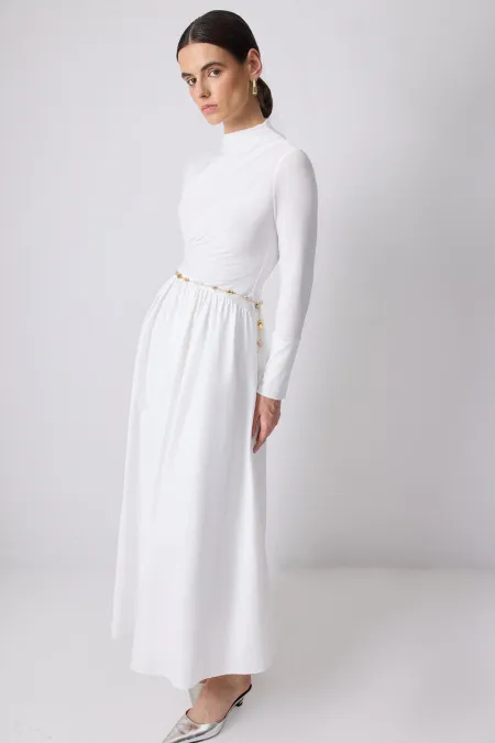 DRAPE DETAYLI ASİMETRİK ELBİSE