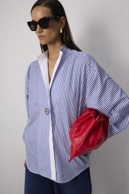 STRIPED TUNIC WITH METAL BUTTONS