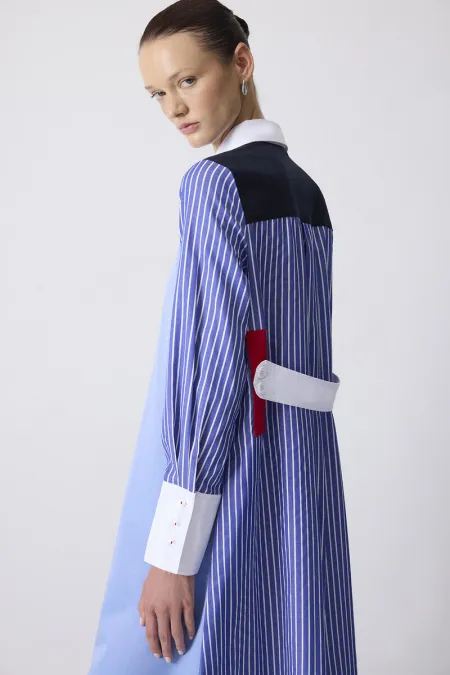 BLOK RENKLİ GÖMLEK ELBİSE