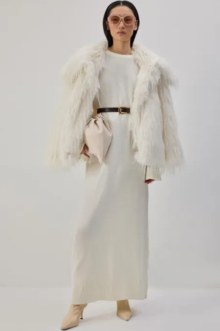 ROBE MAXI EN MAILLE AVEC CEINTURE