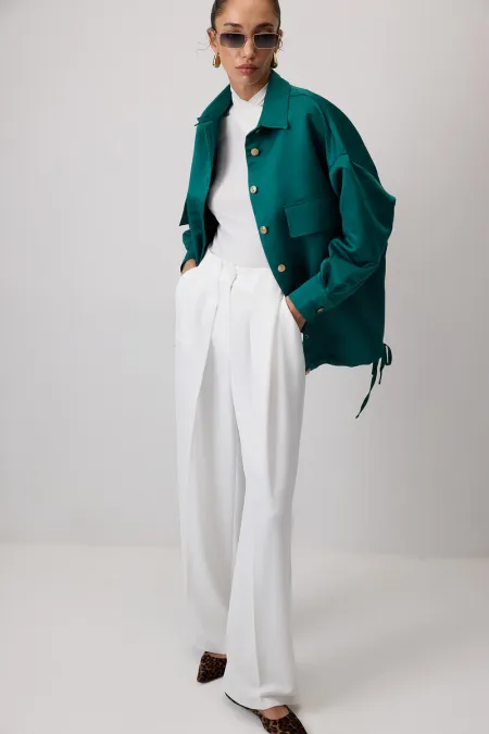 HIGH-WAISTED PLEATED CREPE PANTS HIGH-WAISTED PLEATED CREPE PANTS