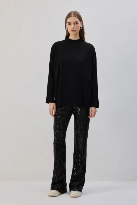 SEQUINED FLARE PANTS