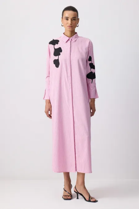 NAKIŞ DETAYLI GÖMLEK ELBİSE