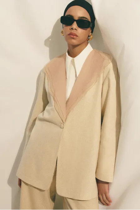 ORGANZA LINEN COLLAR JACKET