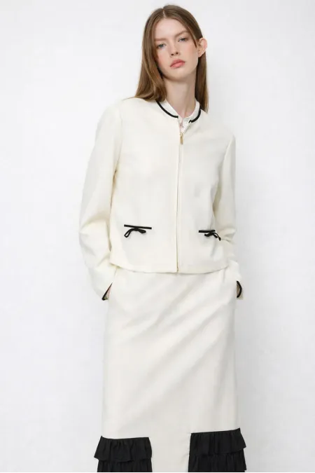 VESTE EN CRÊPE À FERMETURE ÉCLAIR