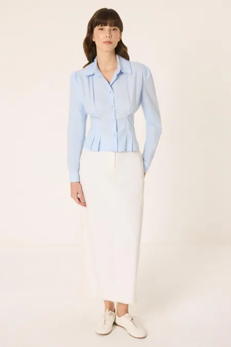 CHEMISE À TAILLE PLISSÉE AVEC PIERRES