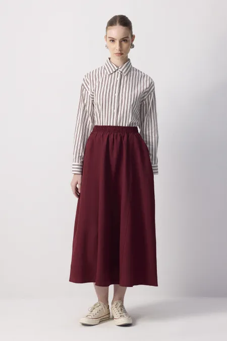 WOVEN SKIRT WITH GATHERED WAIST WOVEN SKIRT WITH GATHERED WAIST