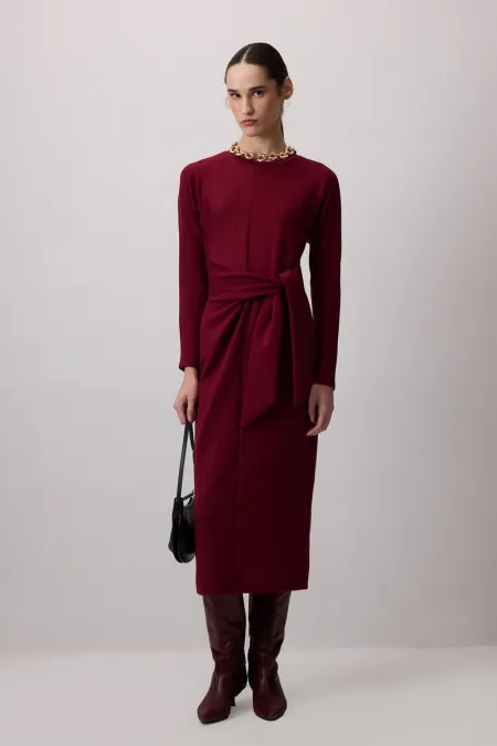 STEEL KNIT DRESS WITH TIE-UP
