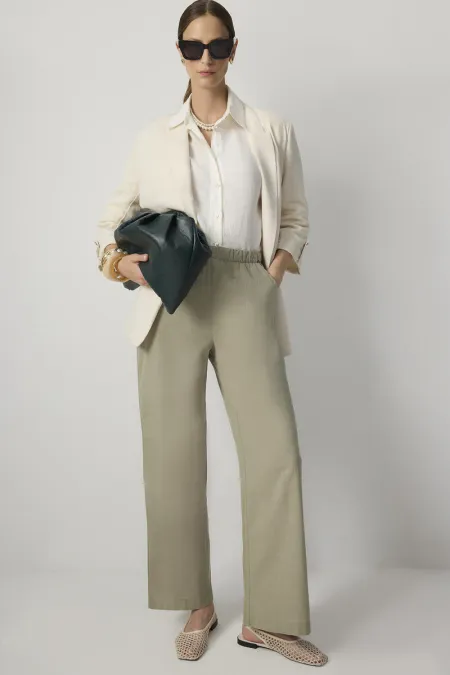 100% COTTON WIDE-LEG TROUSERS