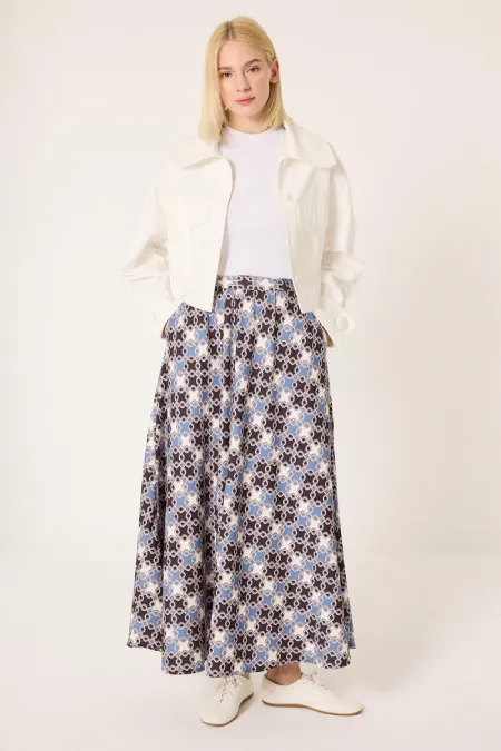 JUPE À MOTIFS AVEC TAILLE ÉLASTIQUE