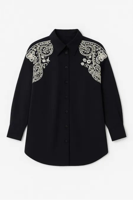 OVERSIZE SHIRT WITH EMBROIDERED FRONT