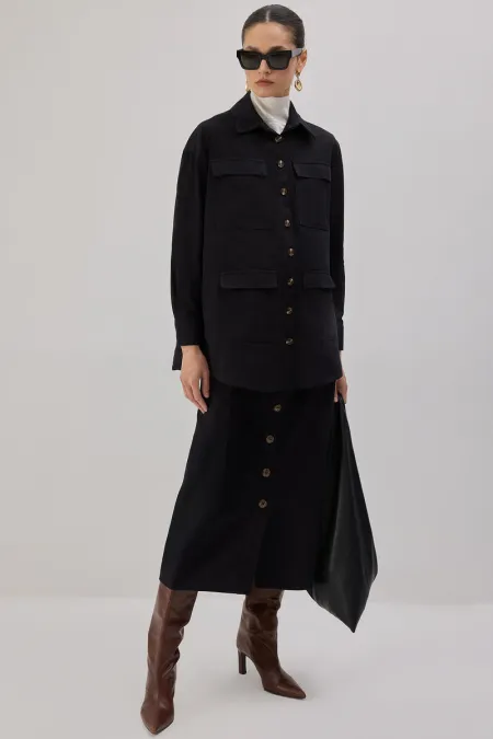 KARGO CEPLİ GABARDİN GÖMLEK