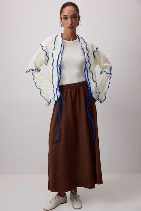 WOVEN SKIRT WITH GATHERED WAIST WOVEN SKIRT WITH GATHERED WAIST