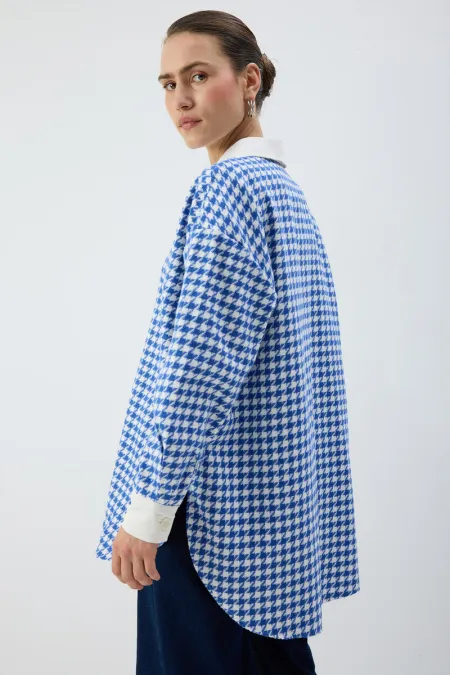 Chemise en tweed à motif pied-de-poule