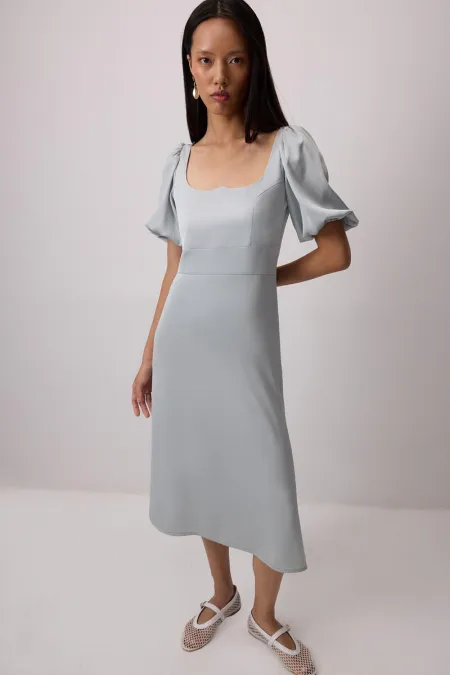 SHORT-SLEEVED DRESS WITH GATHERED SHOULDER SHORT-SLEEVED DRESS WITH GATHERED SHOULDER