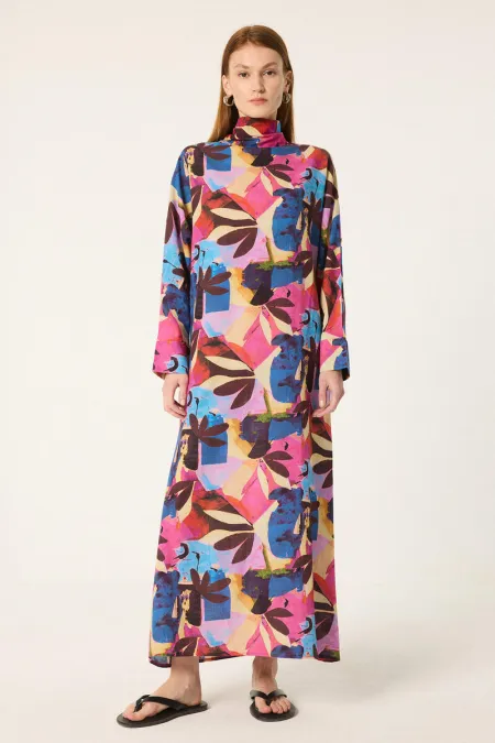 PATTERNED LINEN DRESS PATTERNED LINEN DRESS