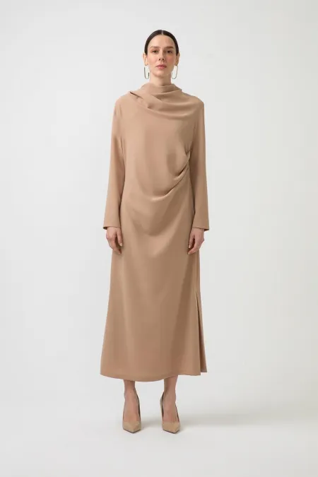 BÜZGÜLÜ KREP ELBİSE