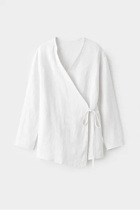 %100 KETEN KRUVAZE KİMONO