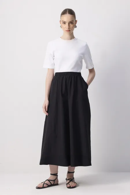 WOVEN SKIRT WITH GATHERED WAIST WOVEN SKIRT WITH GATHERED WAIST