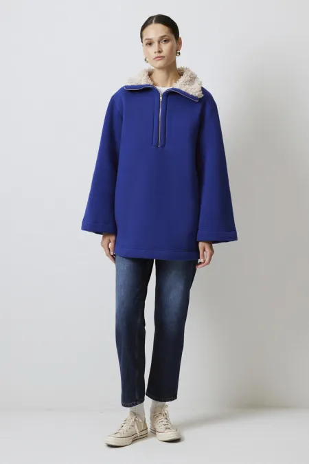 FUR-COLLARED SWEATSHIRT