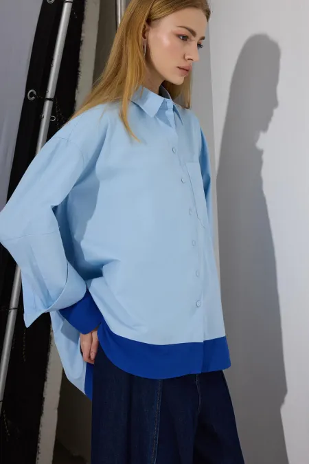 CONTRAST COLORED POPLIN SHIRT