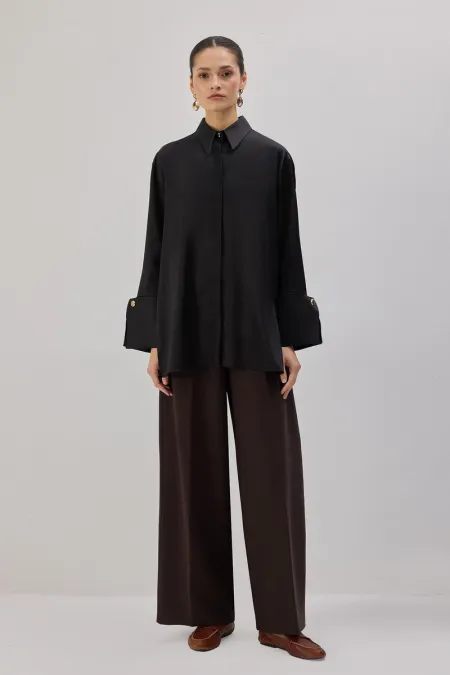 CHEMISE EN SATIN À POIGNETS LARGES