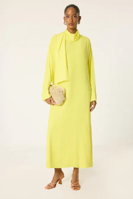 DİK YAKA VİSKON ELBİSE