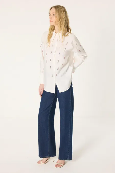 CHEMISE CUPRA ORNÉE D'UN COL ASYMÉTRIQUE