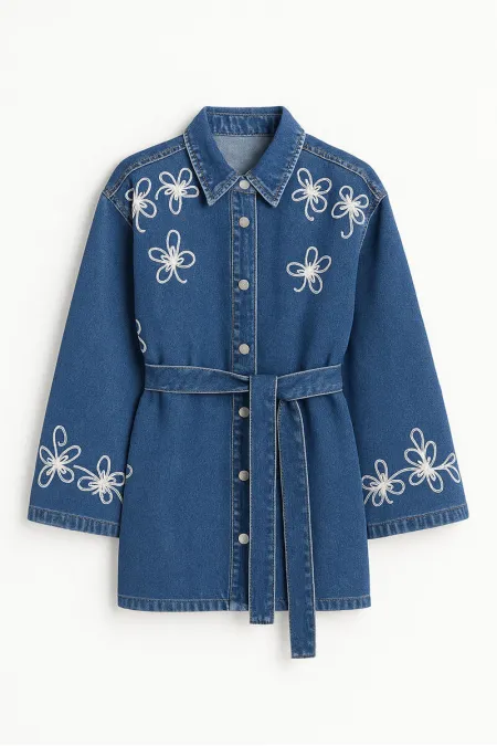 NAKIŞLI DENİM CEKET