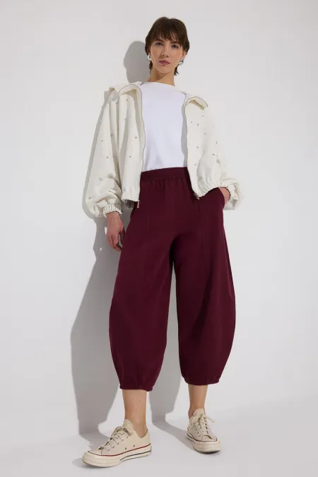 GABARDINE BALLOON PANTS WITH ELASTIC WAISTBAND