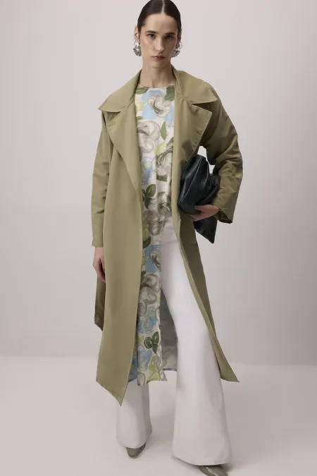 LONG SATIN TUNIC WITH FRONT SLIT