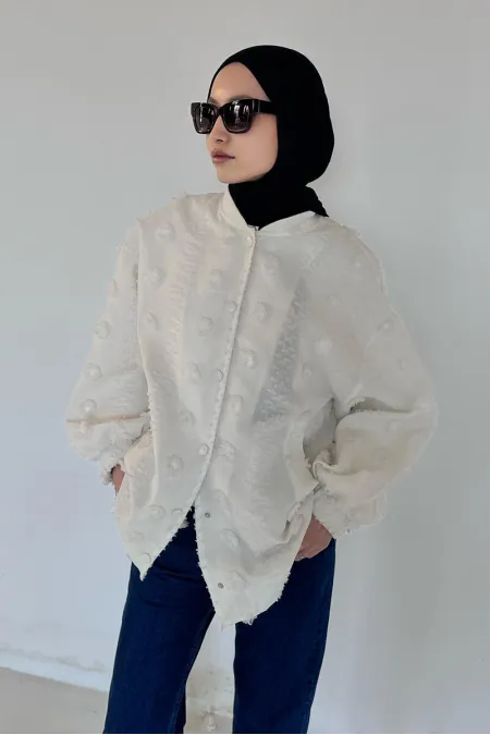 VESTE BOMBER EN DENTELLE À FLEURS