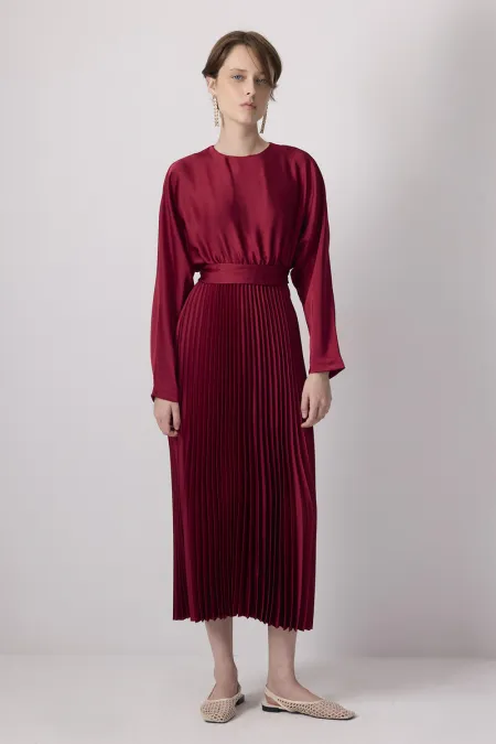 PİLELİ SATEN  ELBİSE