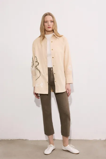 CHEMISE EN GABARDINE BRODÉE