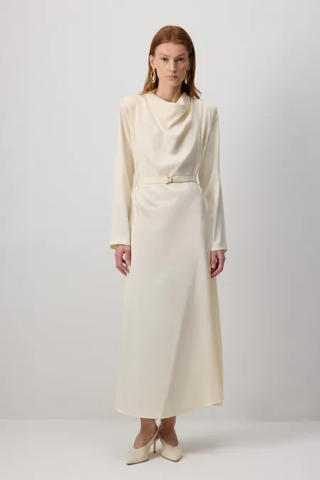 SATIN DRESS WITH PADDED LEGS