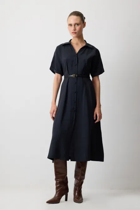 SHORT-SLEEVED MODAL SHIRT DRESS SHORT-SLEEVED MODAL SHIRT DRESS