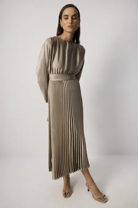 PİLELİ SATEN  ELBİSE